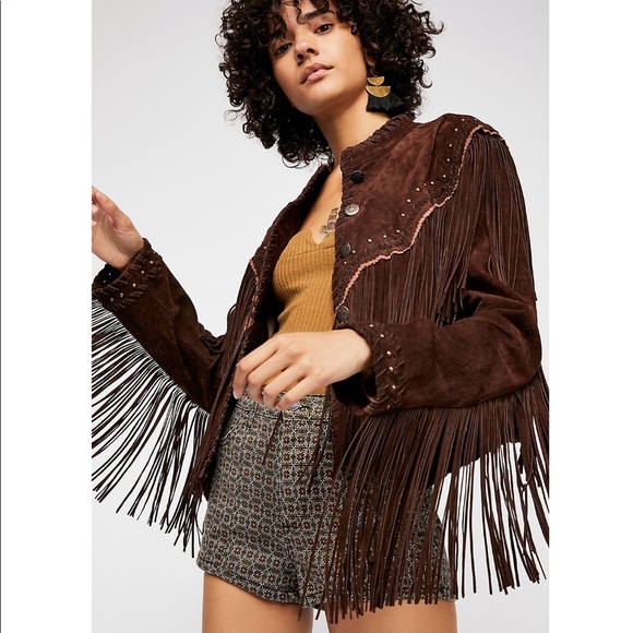 Free People Jackets & Blazers - Free People Wild Skies Fringe Jacket Studded